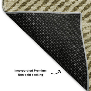 HomeRoots 10' X 14' Khaki Geometric Washable Area Rug - Stylish, Durable, UV-Protected for Modern Living Spaces 651965