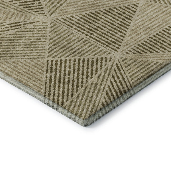 HomeRoots 10' X 14' Khaki Geometric Washable Area Rug - Stylish, Durable, UV-Protected for Modern Living Spaces 651965