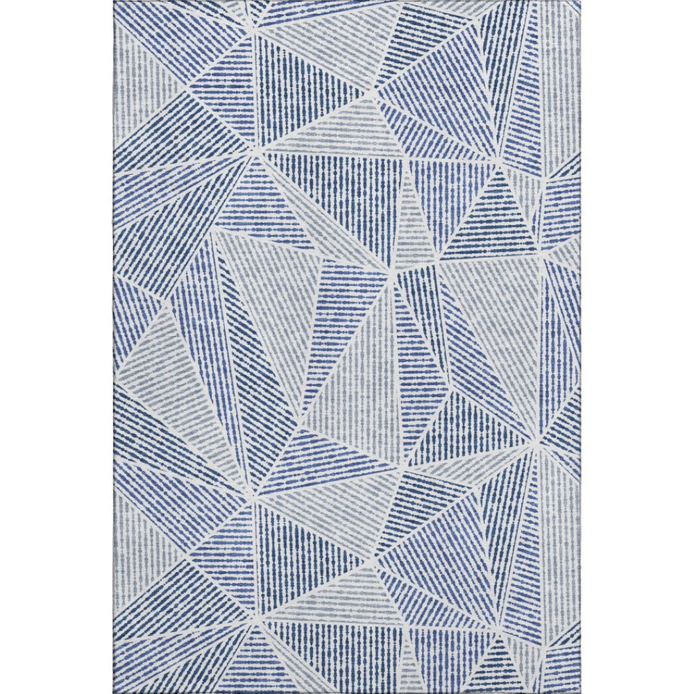HomeRoots 8' X 10' Navy Blue Geometric Area Rug - Washable, UV Protected, Stain Resistant for Modern Spaces 651969
