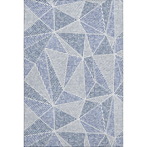 HomeRoots 8' X 10' Navy Blue Geometric Area Rug - Washable, UV Protected, Stain Resistant for Modern Spaces 651969