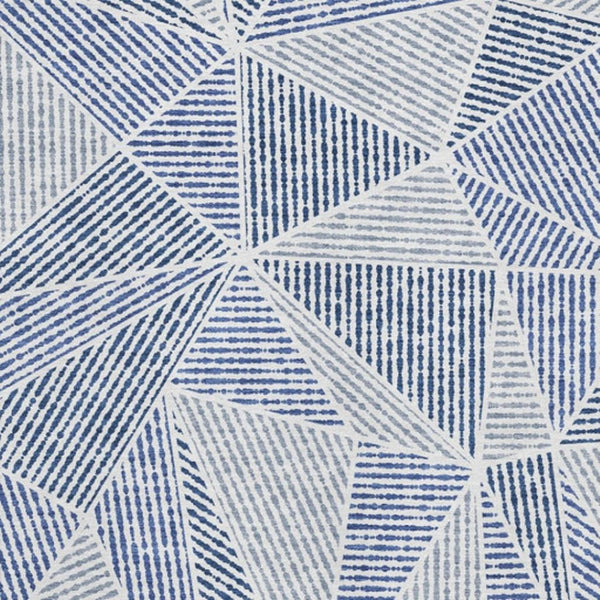 HomeRoots 8' X 10' Navy Blue Geometric Area Rug - Washable, UV Protected, Stain Resistant for Modern Spaces 651969