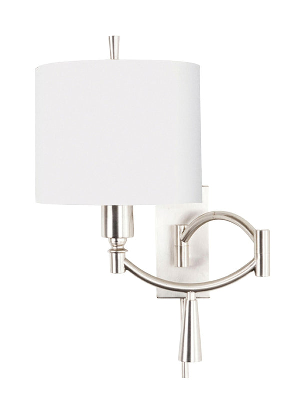 Wildwood Ra Satin Nickel Swing-Arm Sconce With Ergonomic Handle, Adjustable Task & Ambient Lighting, 18X24x8 65197
