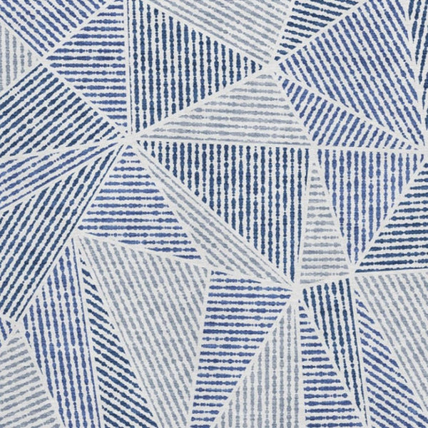 HomeRoots 9' X 12' Navy Blue & Ivory Geometric Area Rug – Washable, UV-Protected, Durable Design for Homes 651970