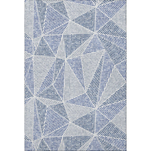 HomeRoots 9' X 12' Navy Blue & Ivory Geometric Area Rug – Washable, UV-Protected, Durable Design for Homes 651970