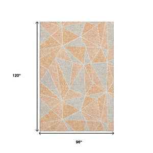 HomeRoots 8' X 10' Vibrant Orange and Gray Geometric Washable Area Rug with UV Protection for Busy Homes 651975