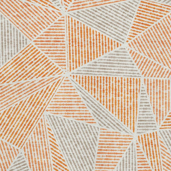 HomeRoots 9' X 12' Vibrant Orange and Gray Geometric Area Rug - Washable, UV-Protected, Perfect for Family Spaces! 651976
