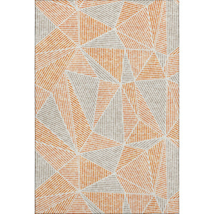 HomeRoots 10' X 14' Orange & Gray Geometric Area Rug - Washable, UV-Protected, Durable for Active Homes! 651977