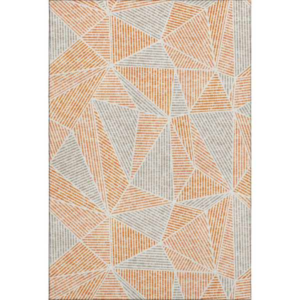 HomeRoots 10' X 14' Orange & Gray Geometric Area Rug - Washable, UV-Protected, Durable for Active Homes! 651977