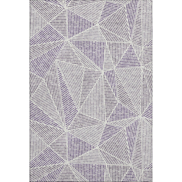 HomeRoots 5' X 8' Stylish Purple and Silver Geometric Area Rug - Washable, UV-Protected, and Stain-Resistant! 651979