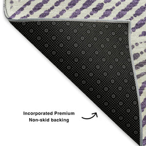 HomeRoots 5' X 8' Stylish Purple and Silver Geometric Area Rug - Washable, UV-Protected, and Stain-Resistant! 651979