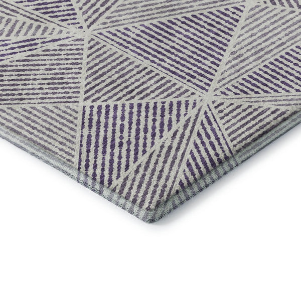 HomeRoots 5' X 8' Stylish Purple and Silver Geometric Area Rug - Washable, UV-Protected, and Stain-Resistant! 651979