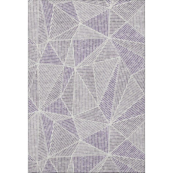 HomeRoots 5' X 8' Stylish Purple and Silver Geometric Area Rug - Washable, UV-Protected, and Stain-Resistant! 651979