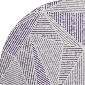 HomeRoots 8' Purple and Silver Geometric Washable Round Rug with UV Protection - Durable, Stylish, Easy-Care! 651980