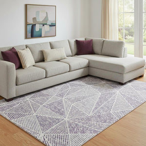 HomeRoots 8' X 10' Purple and Silver Geometric Washable Area Rug – Durable, UV-Protected, Kid-Friendly Design! 651981