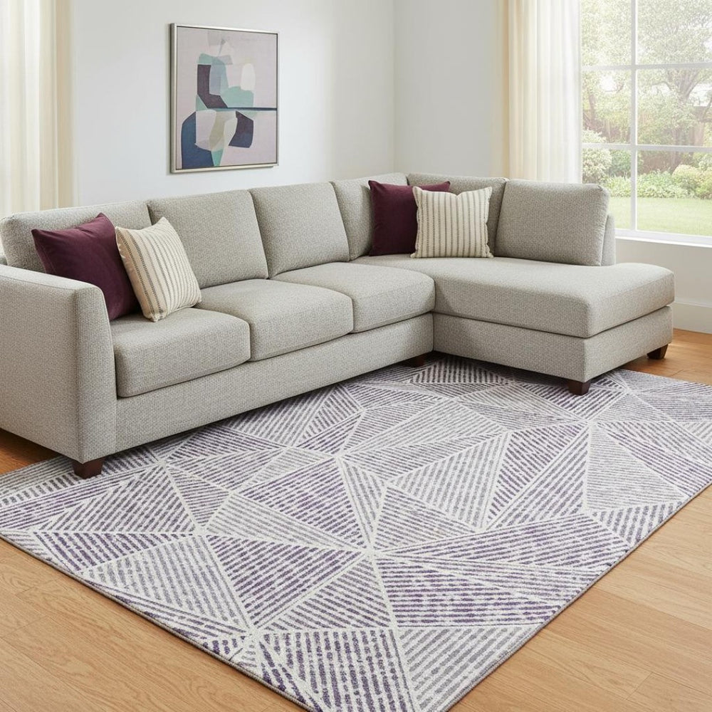 HomeRoots 9' X 12' Purple and Silver Geometric Area Rug - Durable, Washable, UV-Protected for Family Homes 651982