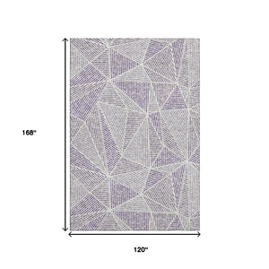 HomeRoots 10' X 14' Stylish Purple & Silver Geometric Washable Area Rug with UV Protection for Busy Homes 651983
