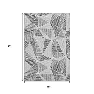 HomeRoots 5' X 8' Stylish Pewter & Silver Geometric Washable Area Rug with UV Protection for High Traffic Homes 651985