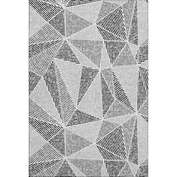 HomeRoots 8' X 10' Durable Pewter & Silver Geometric Area Rug - Washable, UV-Protected, Stylish & Functional! 651987