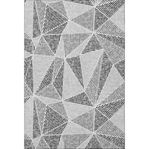 HomeRoots 8' X 10' Durable Pewter & Silver Geometric Area Rug - Washable, UV-Protected, Stylish & Functional! 651987