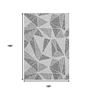 HomeRoots 10' X 14' Stylish Pewter & Silver Geometric Washable Area Rug with UV Protection for Modern Homes 651989