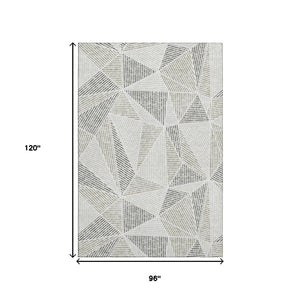 HomeRoots 8' X 10' Stylish Taupe and Silver Geometric Area Rug - Washable, UV-Protected, Durable & Easy Care! 651993