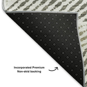 HomeRoots 8' X 10' Stylish Taupe and Silver Geometric Area Rug - Washable, UV-Protected, Durable & Easy Care! 651993