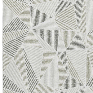 HomeRoots 8' X 10' Stylish Taupe and Silver Geometric Area Rug - Washable, UV-Protected, Durable & Easy Care! 651993