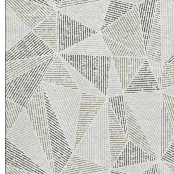 HomeRoots 8' X 10' Stylish Taupe and Silver Geometric Area Rug - Washable, UV-Protected, Durable & Easy Care! 651993