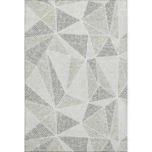 HomeRoots 9' X 12' Taupe & Silver Geometric Area Rug - Washable, UV Protected, Stain Resistant, Modern Design 651994