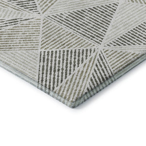 HomeRoots 9' X 12' Taupe & Silver Geometric Area Rug - Washable, UV Protected, Stain Resistant, Modern Design 651994