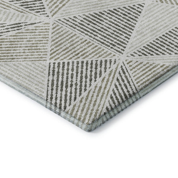 HomeRoots 9' X 12' Taupe & Silver Geometric Area Rug - Washable, UV Protected, Stain Resistant, Modern Design 651994