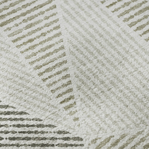 HomeRoots 10' Taupe and Silver Geometric Area Rug - Washable, UV-Protected, Stain-Resistant for Busy Homes 651995