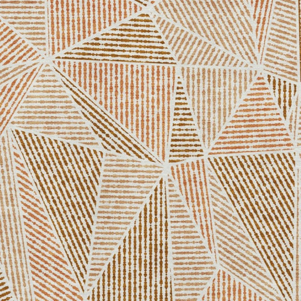 HomeRoots 5' X 8' Terra Cotta & Beige Geometric Area Rug – Washable, UV-Protected, Stain-Resistant for Durability 651997