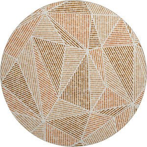 HomeRoots 8' Stylish Terra Cotta & Beige Round Rug - Washable, UV Protected, Perfect for Indoor/Outdoor Use! 651998