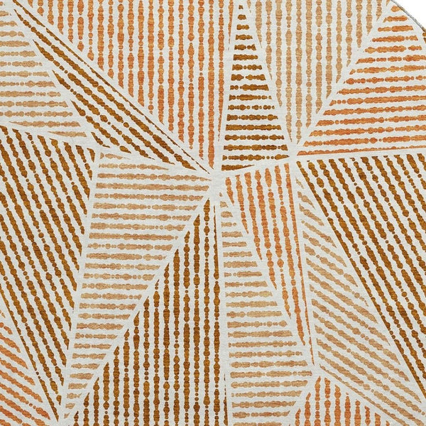 HomeRoots 8' Stylish Terra Cotta & Beige Round Rug - Washable, UV Protected, Perfect for Indoor/Outdoor Use! 651998