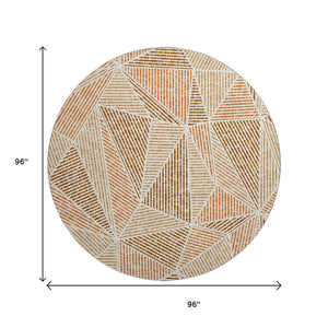 HomeRoots 8' Stylish Terra Cotta & Beige Round Rug - Washable, UV Protected, Perfect for Indoor/Outdoor Use! 651998