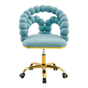 English Elm Set of Velvet Bubble Chair with Sculptural Linked Back and Rolling Caster Base for Office Gold,Teal W1512P491833