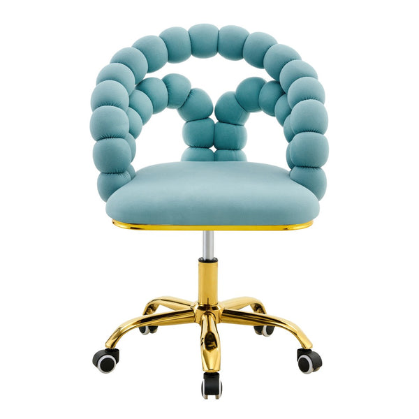English Elm Set of Velvet Bubble Chair with Sculptural Linked Back and Rolling Caster Base for Office Gold,Teal W1512P491833