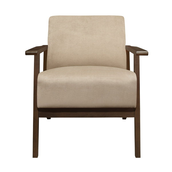 English Elm Modern Velvet Accent Chair with Dark Walnut Angular Frame, Streamlined Mid-Century Comfort Design Light Brown 35 L x 27.25 W x 19.25 H B011P271915