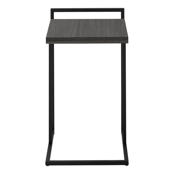 English Elm Accent Table - Sleek C-Shaped Design, Portable Grey Laminate Top With Black Metal Base For Modern Living B2710P219373