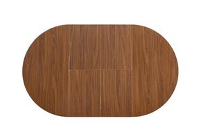 English Elm Walnut Oval Extendable Dining Table Seats up to Ten with Sleek Black Metal Legs W3875S00101