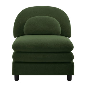 English Elm Vitoria Curved Modular Sofa in Plush Teddy Fleece for Modern Living Rooms Green W5656P454370