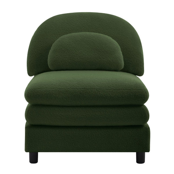 English Elm Vitoria Curved Modular Sofa in Plush Teddy Fleece for Modern Living Rooms Green W5656P454370