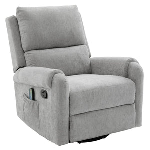 English Elm Manual Recliner Swivel Rocker Massage Chair Chenille Nursery and Living Room Seat Grey N763P347287E