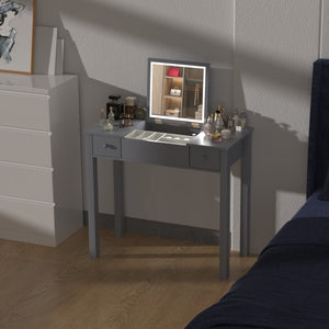 English Elm Multifunctional Vanity Desk with Flip-Top Mirror, 3-Level LED Lighting, Ample Storage for Small Spaces Grey W760P152317