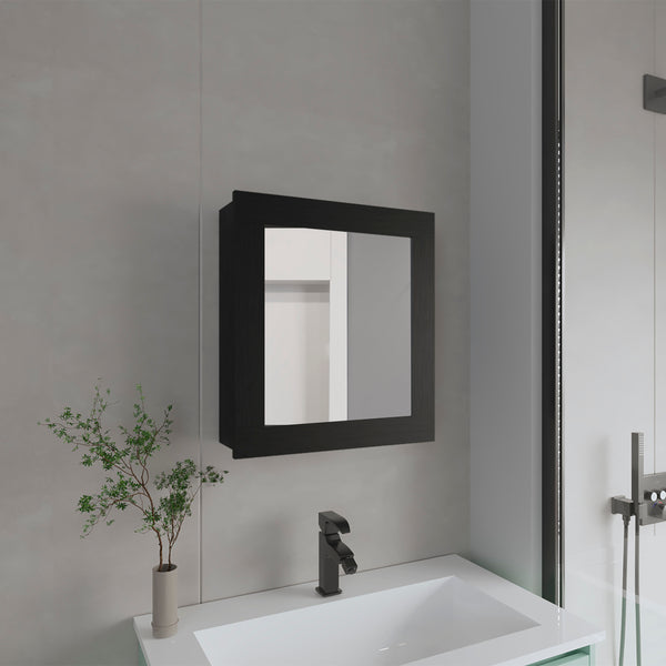 English Elm Medicine Compact Wall Cabinet with Mirror Door, Engineered Wood Storage, Durable, Space-Saving Design Black 24.8 L x 20.08 W x 3.94 H B097P250879
