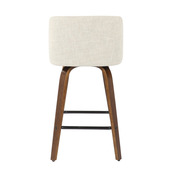 English Elm Toriano Mid-Century Modern Counter Stool Set Of 2 – Walnut Wood & Cream Fabric For Stylish Comfort B202S00388-GIGA
