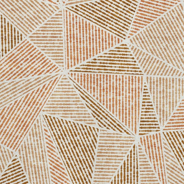 HomeRoots 9' X 12' Stylish Terra Cotta and Beige Geometric Washable Area Rug with UV Protection for Homes 652000