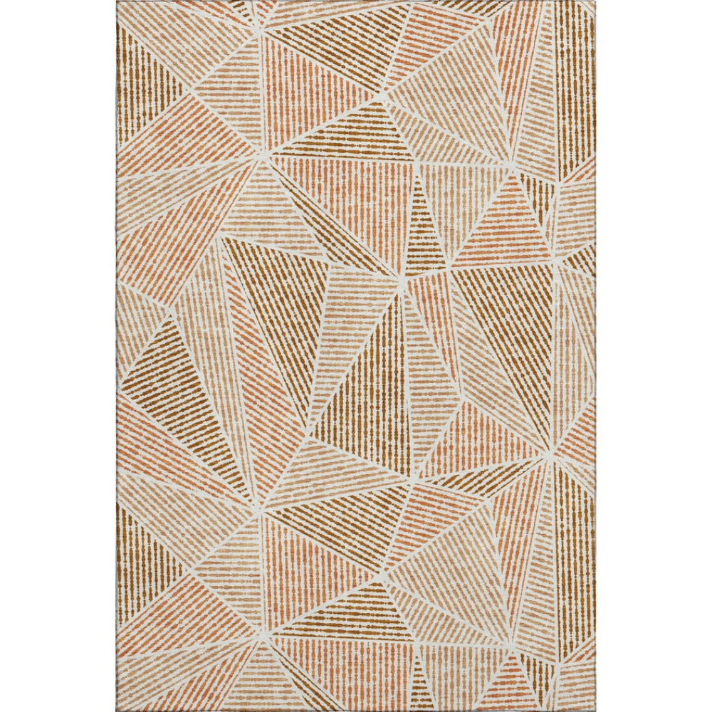 HomeRoots 10' Terra Cotta & Beige Geometric Washable Area Rug – UV Protected, Durable, Stylish, Perfect for Any Room 652001