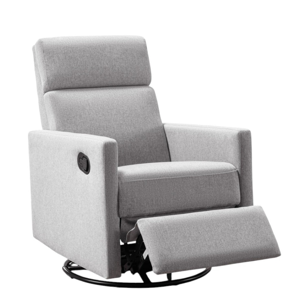 HomeRoots 26" Gray Tufted Linen Recliner Chair - 360° Swivel, Rocking & Gliding Comfort for Any Space 652002